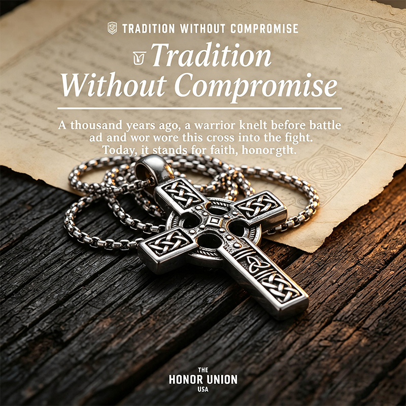 The Warrior's Cross Antique Silver Celtic Knot Pendant