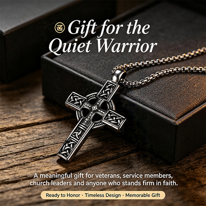 The Warrior's Cross Antique Silver Celtic Knot Pendant