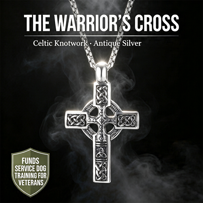 The Warrior's Cross Antique Silver Celtic Knot Pendant