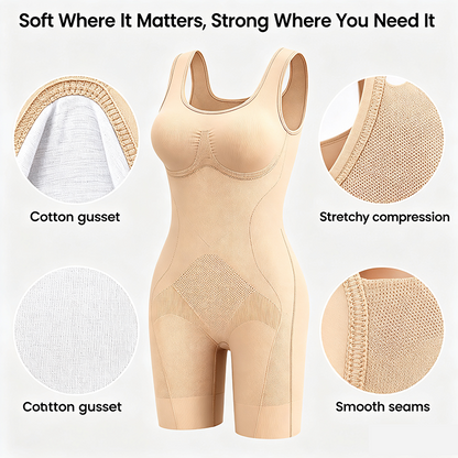 Tummy Control Butt Lifter Faja Bodysuit, Back Support Scrunch Back Open Design