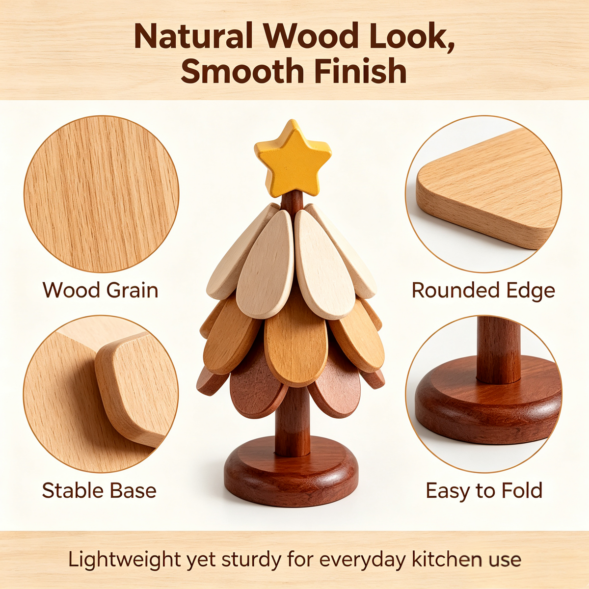 Wooden One Tree Solid Wood Coaster, Desktop Insulation Cup Mat
