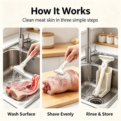 Handheld Fat Trimmer for Beef & Pork, Stainless Steel Meat Scraper