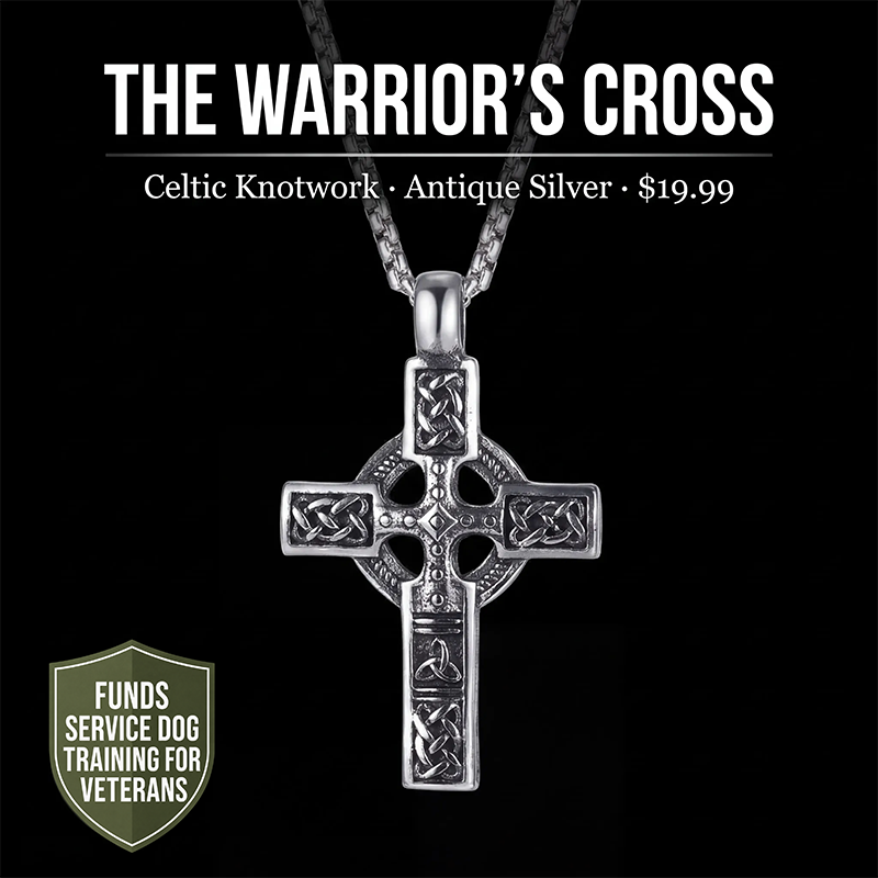 The Warrior's Cross Antique Silver Celtic Knot Pendant
