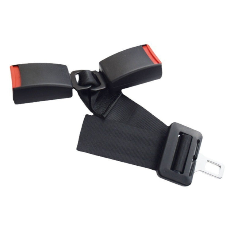 A support and two extension belts for two-seat rear seat belts