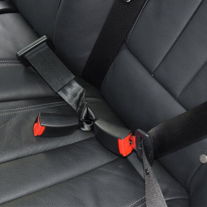 A support and two extension belts for two-seat rear seat belts