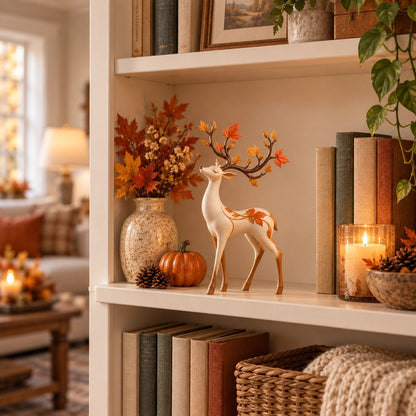 Autumn Leaf Antler Deer Figurine