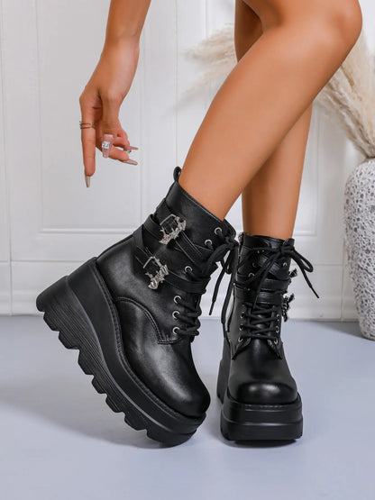 Women's Boots – Chunky Sole, Zip, Lightweight