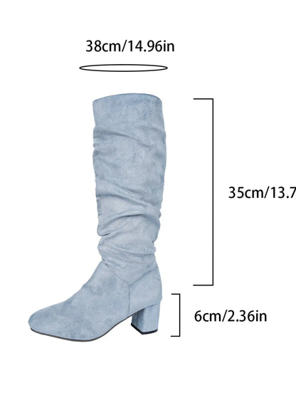 Women's Vintage Denim Knee-High Boots