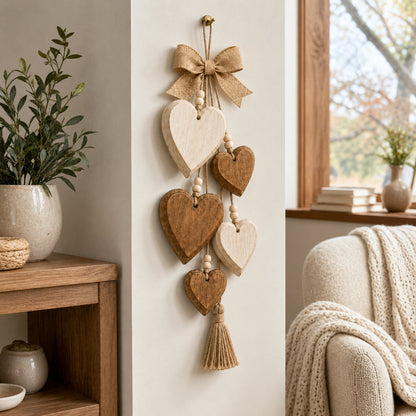 Rustic Heart & Wildflower Wall Hanging – Solid Wood Farmhouse Décor