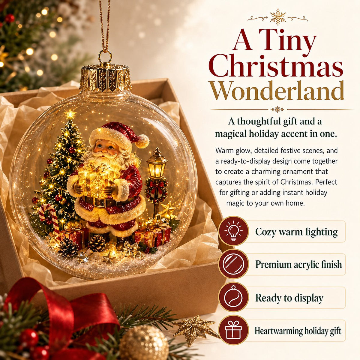 Buy 1 Get 1 FreeGlowing Christmas Diorama Ornament – A Tiny Winter World in the Palm of Your Hand