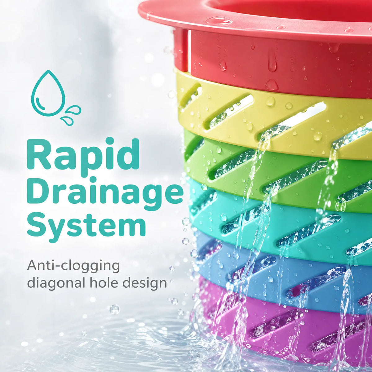3PCS Rainbow Expandable Sink Strainer Basket, Rotatable Retractable Kitchen Sink Drain Filter