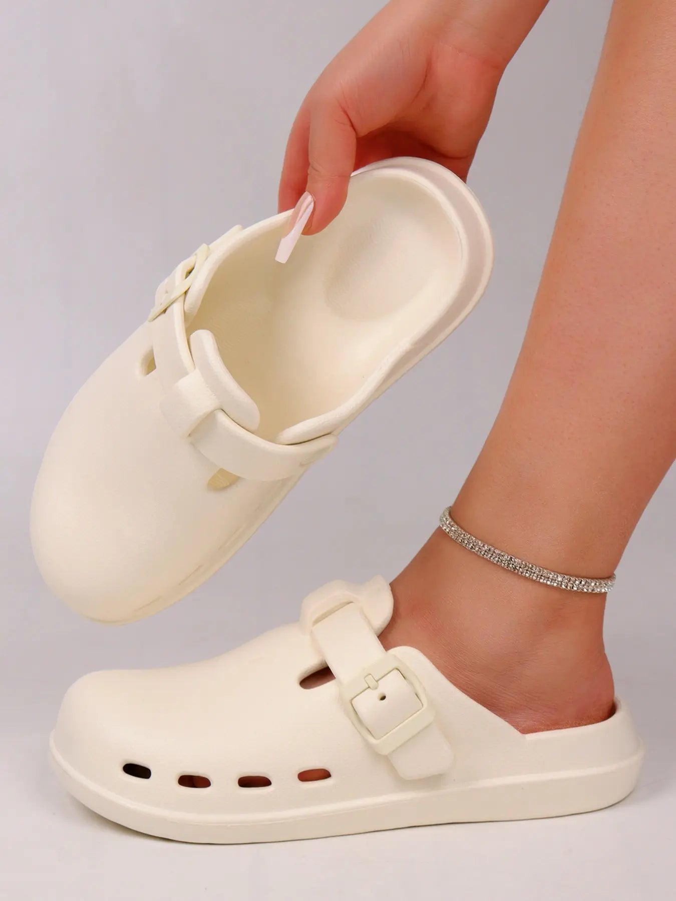 Women's EVA Mules – Open Toe, Adjustable Strap, Lightweight