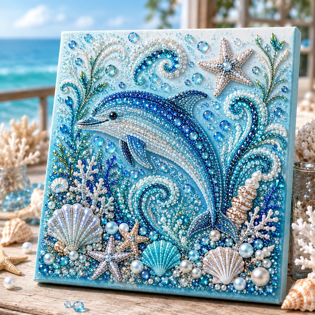 Last Day 49% OFF Ocean Theme Pearl Art DIY Kit – Relaxing DIY Craft to Create Stunning Coastal Artwork
