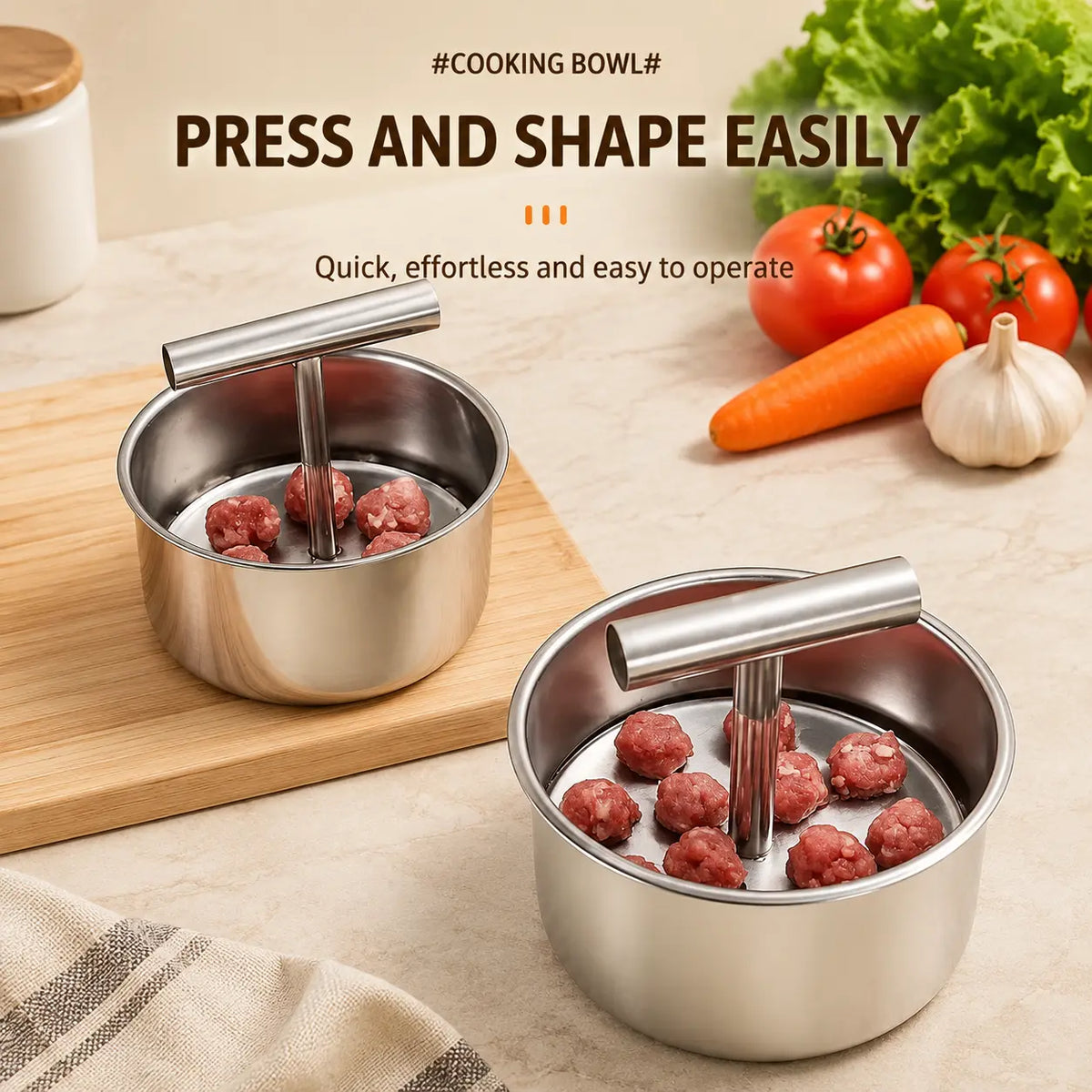 Stainless Steel Meatball Maker with 6 Holes for Quick DIY Meatballs