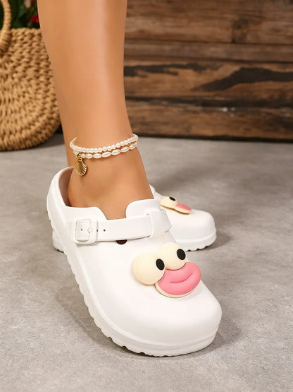 Women's Cartoon Print EVA Clogs – Adjustable Strap, Lightweight