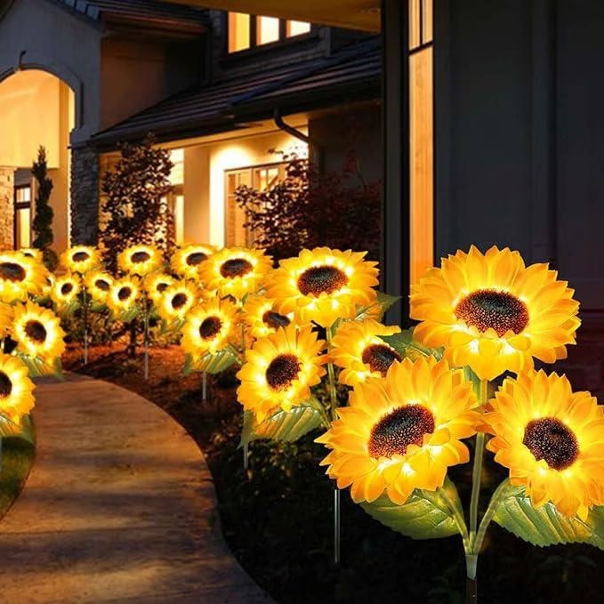 Solar LED Sunflower Garden Lights, Realistic Night Glow for Yard, Lawn, Patio and Porch Decoration, Waterproof IP65