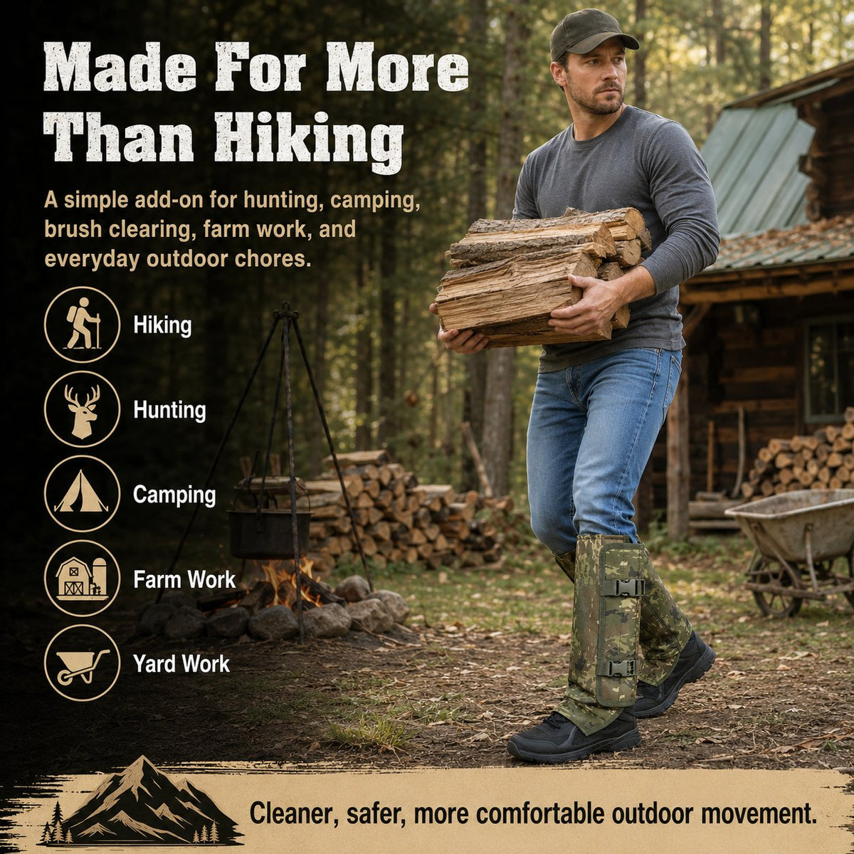 Snake-Resistant Outdoor Leg Gaiters