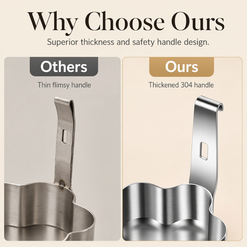304 Stainless Steel Egg Ring Mold – Fun Shapes, Leak-Resistant Flat Base & Easy-Release