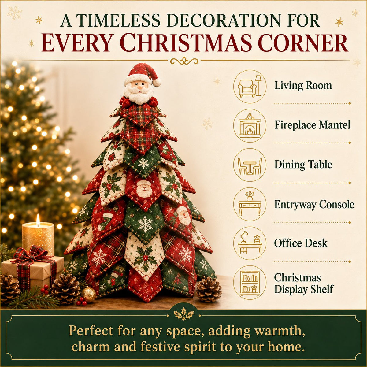 LAST DAY 50% OFF - DIY Quilted Christmas Tree Kit – Handmade Fabric Holiday Tabletop Tree Decor