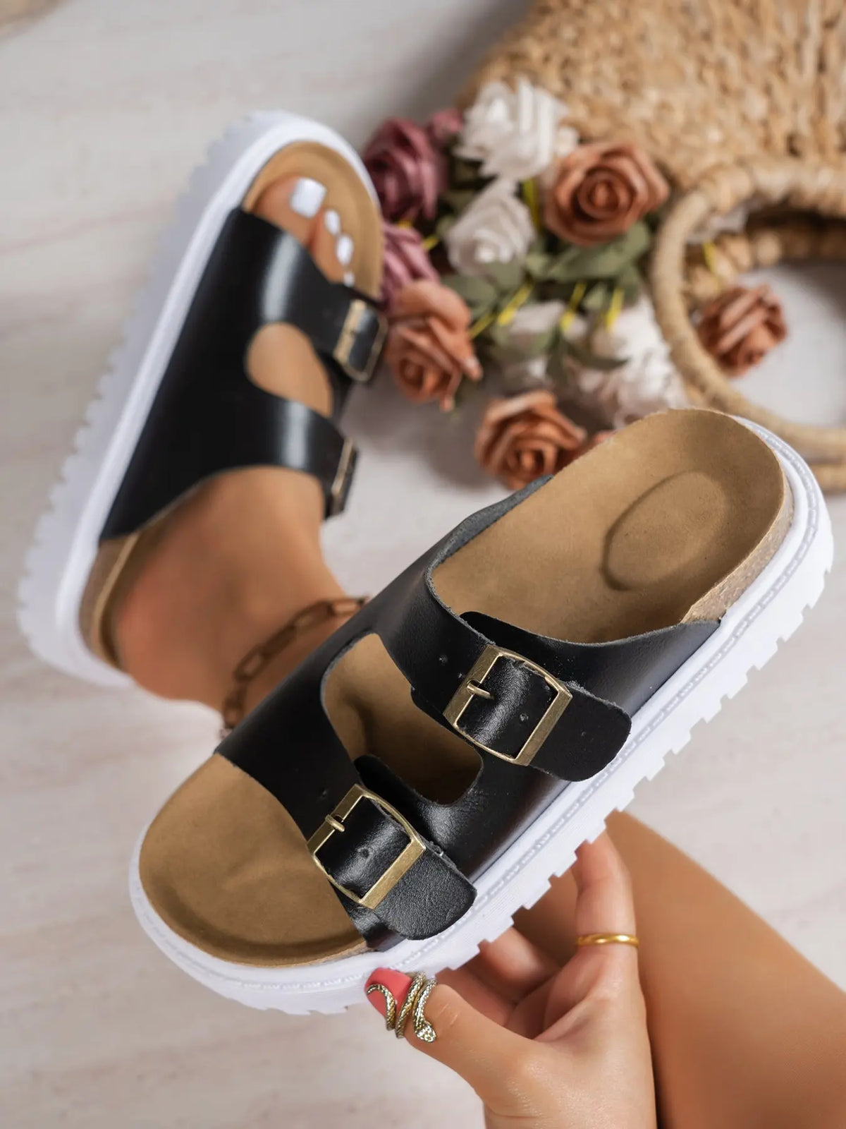 Women's Leopard Print Sandals – Adjustable Strap