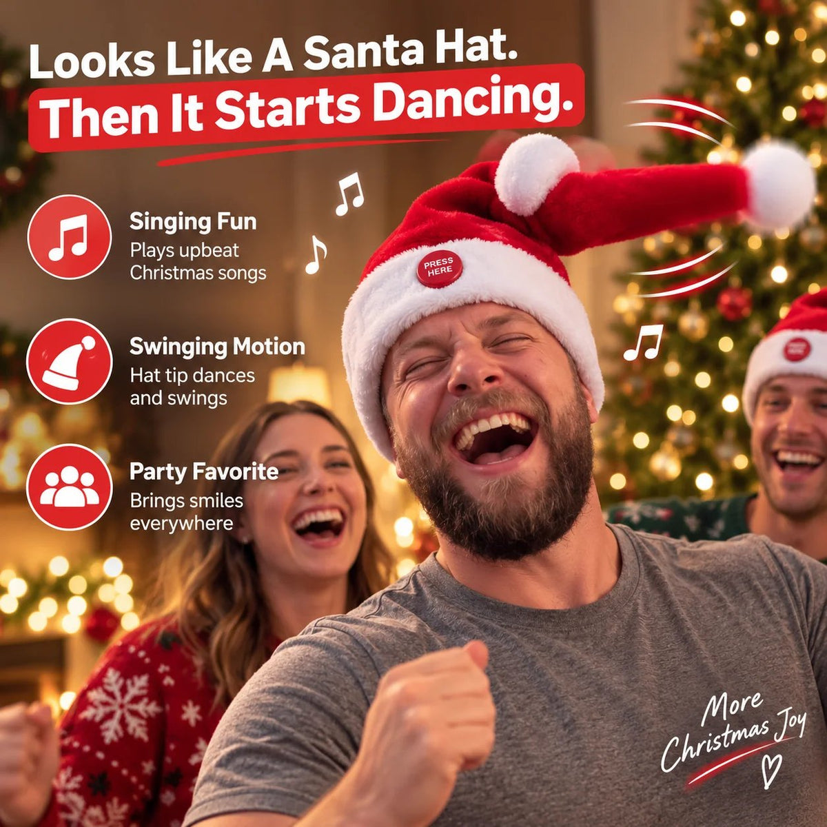 Singing & Dancing Santa Hat — Animated Christmas Party Hat(Buy 2 Free Shipping)