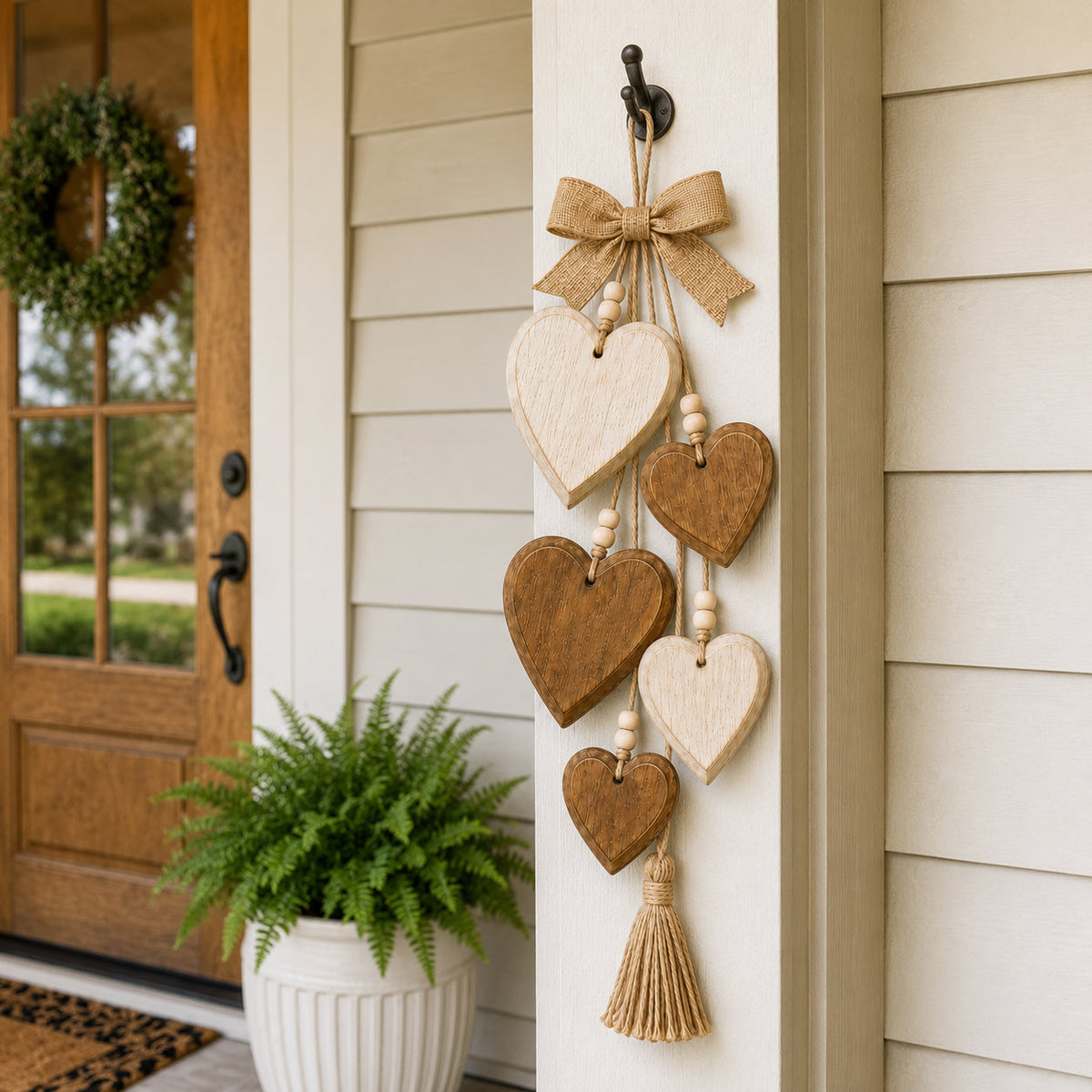 Rustic Heart & Wildflower Wall Hanging – Solid Wood Farmhouse Décor