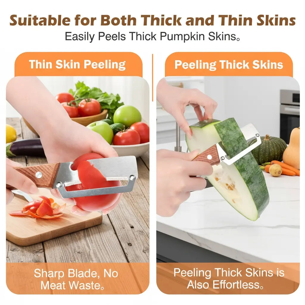 Wooden-Handled Stainless Steel Sharp Peeler