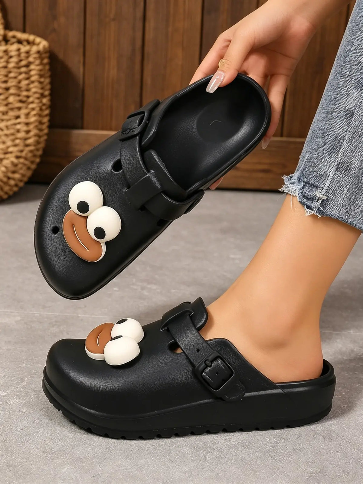 Women's Cartoon Print EVA Clogs – Adjustable Strap, Lightweight