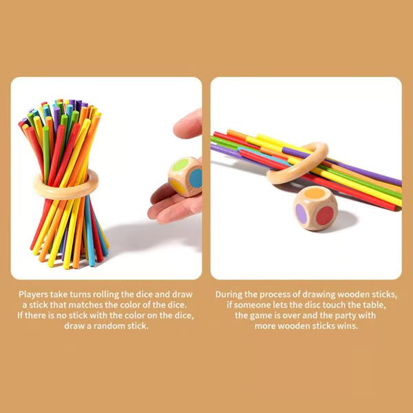 Wooden Stick Game, Colorful Educational Toy for Cognitive Development & Focus Training, Includes Mixed Colors Sticks and one-level Puzzle