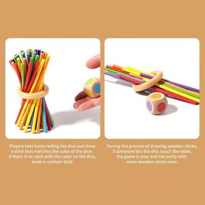 Wooden Stick Game, Colorful Educational Toy for Cognitive Development & Focus Training, Includes Mixed Colors Sticks and one-level Puzzle