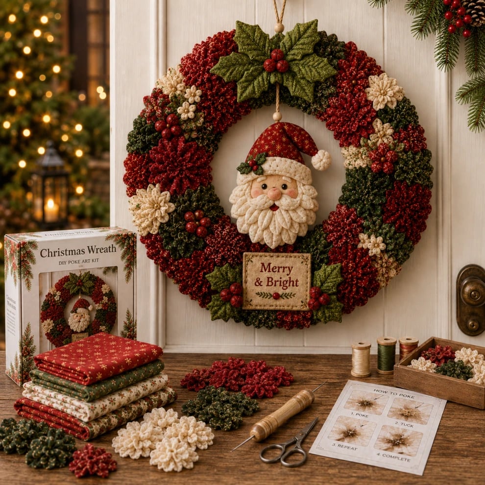 49% OFF Limited-Time Offer – 3D Fabric Poke Christmas Wreath DIY Kit