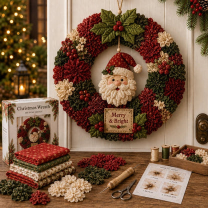 49% OFF Limited-Time Offer – 3D Fabric Poke Christmas Wreath DIY Kit