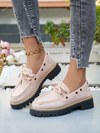 Women's Loafers – Round Toe, Platform, Chunky Sole
