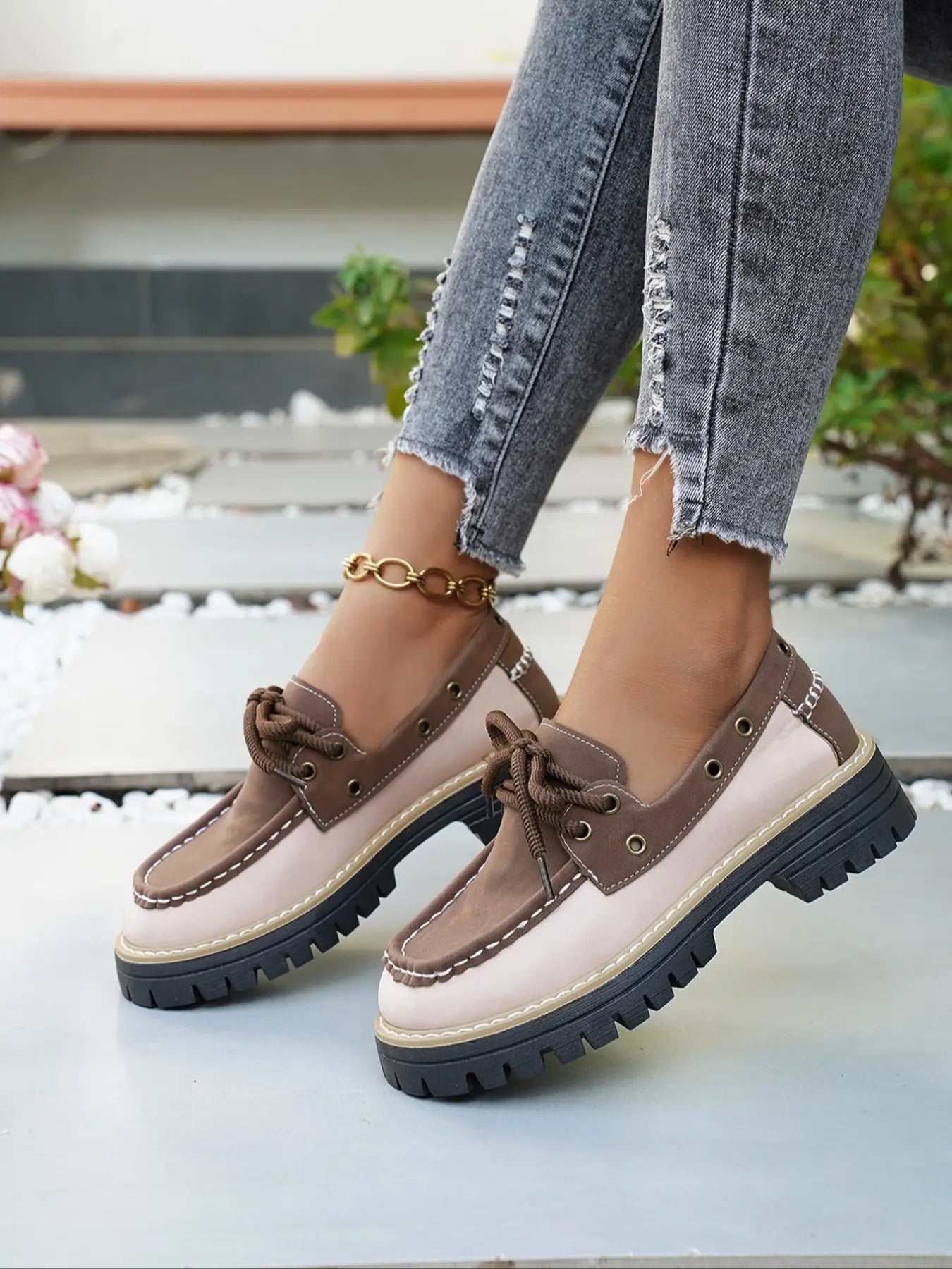 Women's Loafers – Round Toe, Platform, Chunky Sole