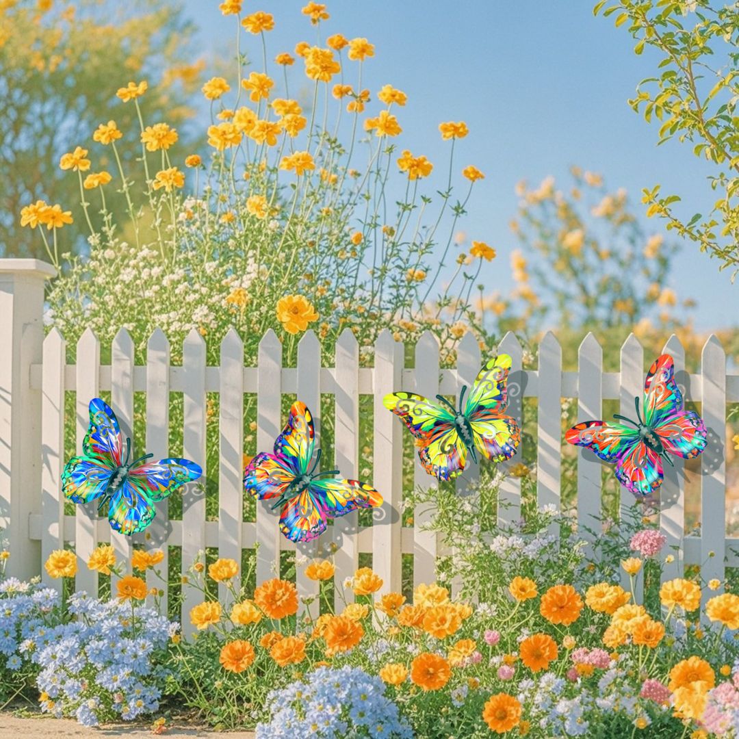 A complete set! 4Pcs Butterfly Metal Wall Decor