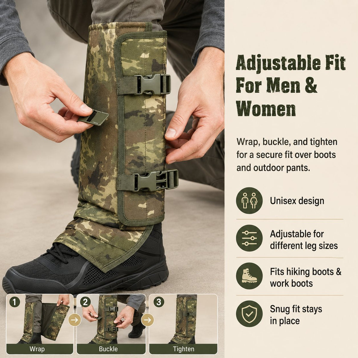 Snake-Resistant Outdoor Leg Gaiters