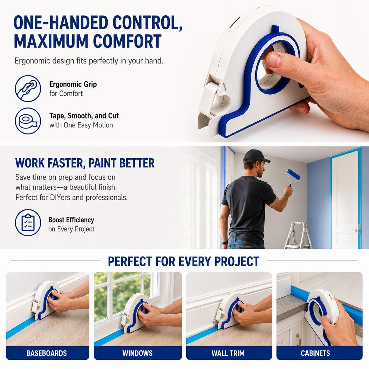 High-efficiency Painter Masking Tape Applicator