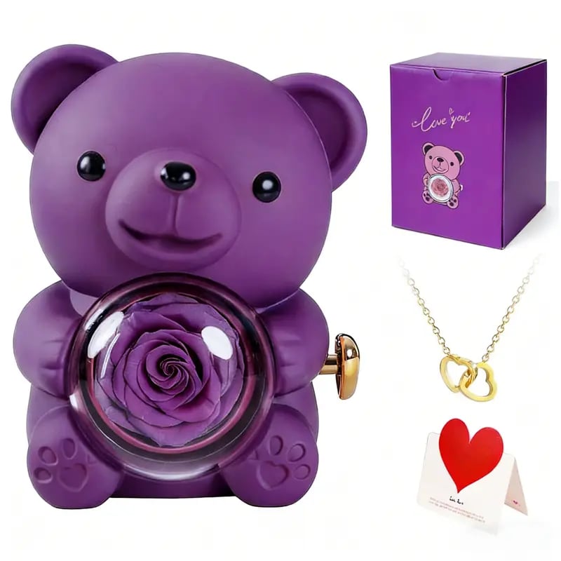 Everlasting Rose Teddy Bear - A romantic gift