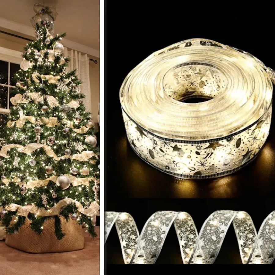 Christmas Ribbon Lights — Festive & Sparkling Holiday Decoration