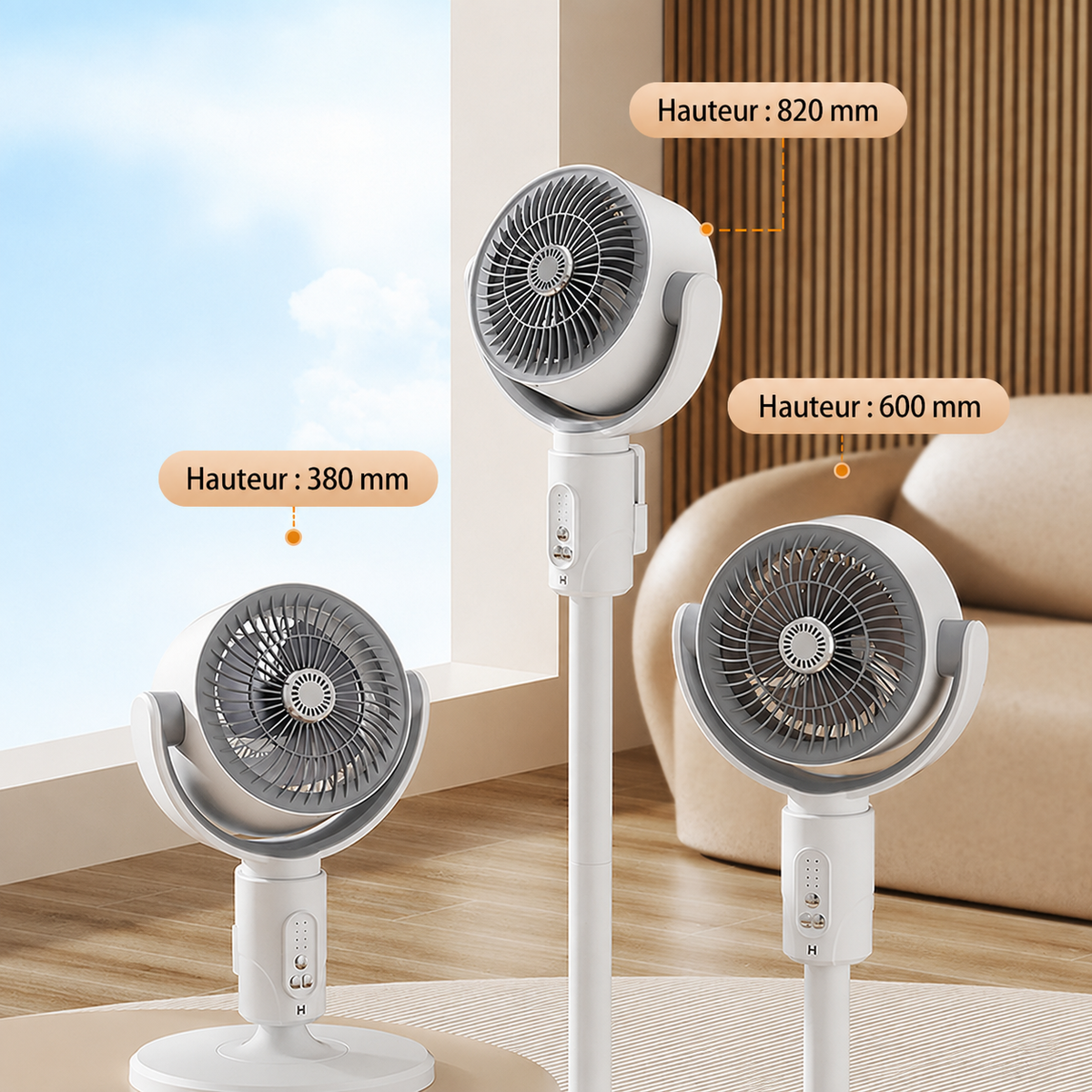 Adjustable Height Stand Fan with Remote Control & Timer