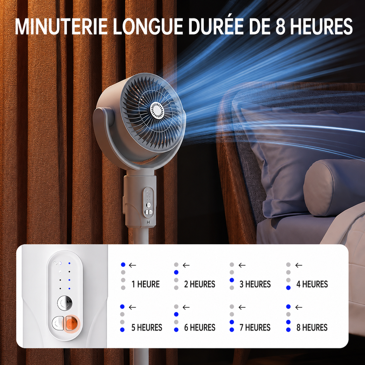 Adjustable Height Stand Fan with Remote Control & Timer