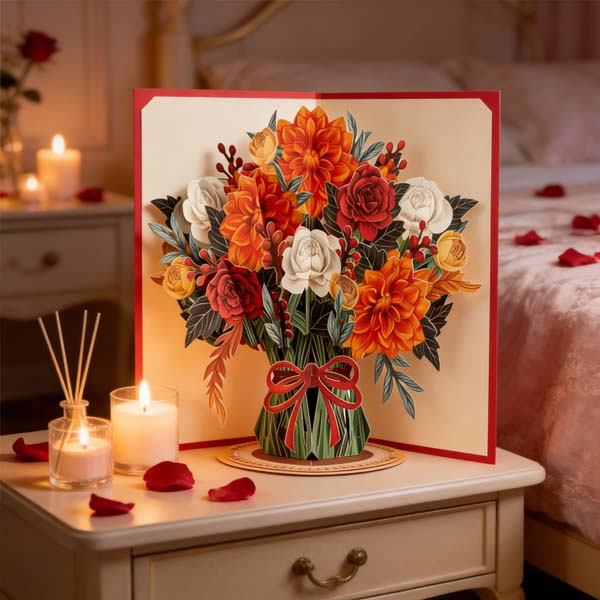 Forever-Blooming 3D Flower Pop-Up Card– Personalized Love Message & Everlasting Bloom