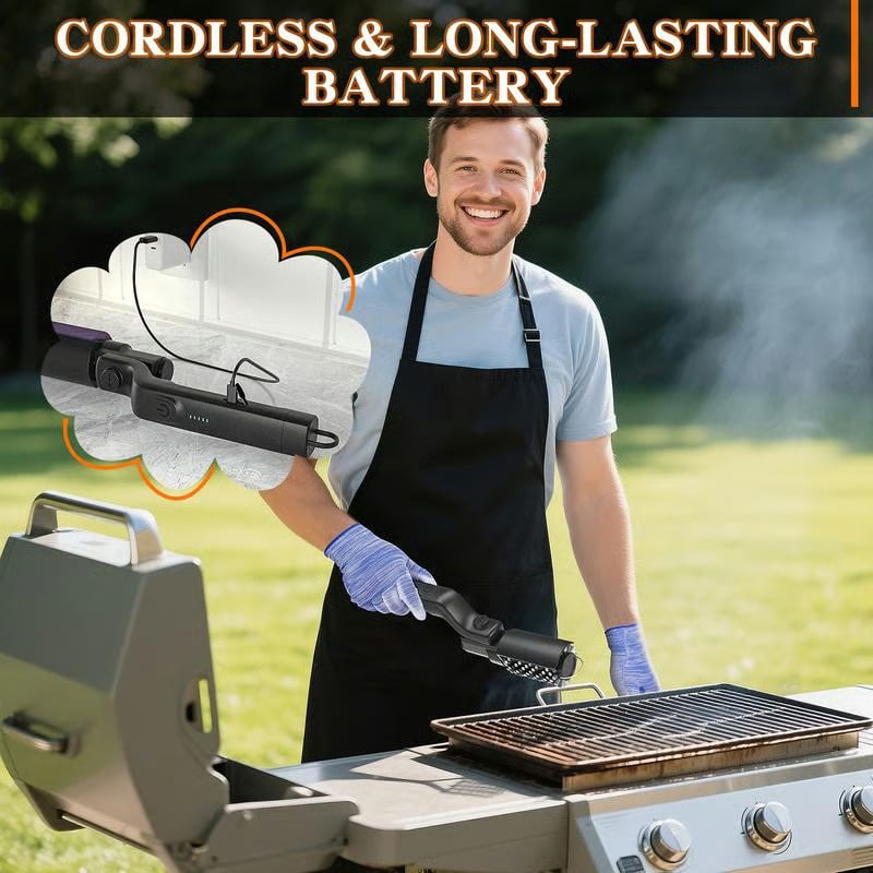 Electric BBQ Grill Brush : Motorized Power Scrubber for Effortless Cleaning