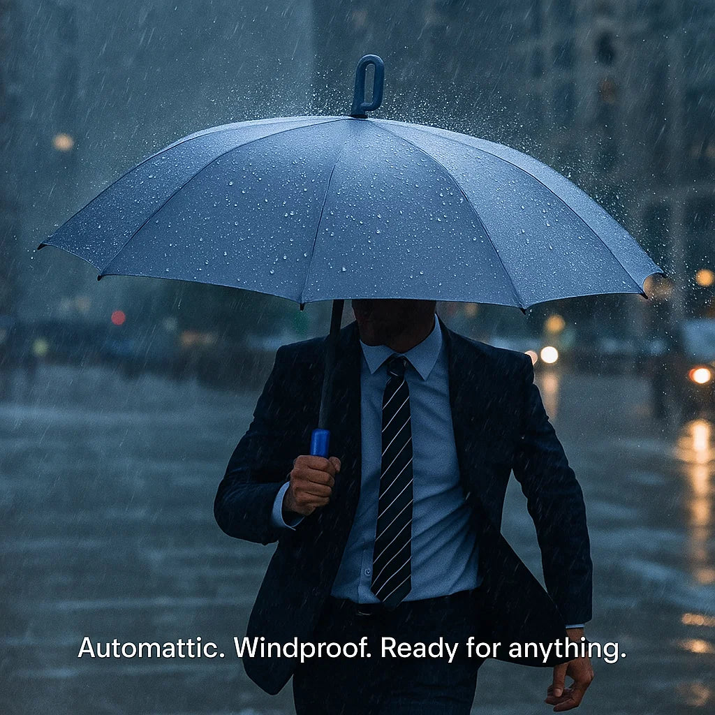 Automatic Folding Windproof Umbrella with Clip Handle