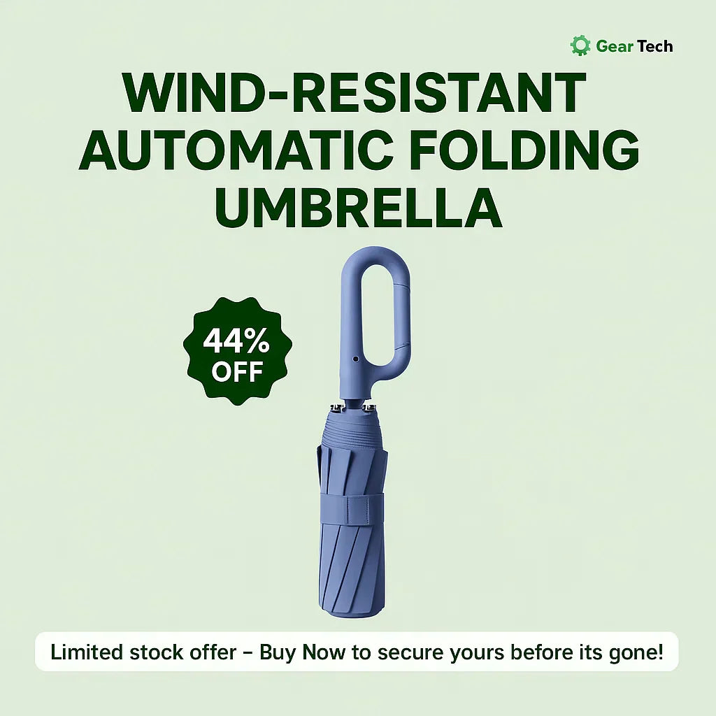 Automatic Folding Windproof Umbrella with Clip Handle