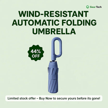 Automatic Folding Windproof Umbrella with Clip Handle
