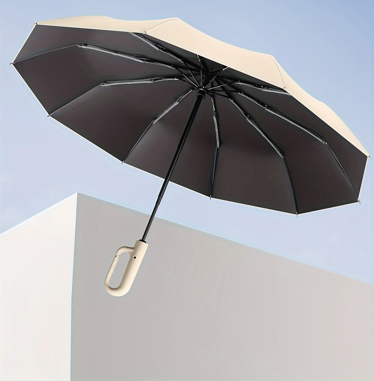 Automatic Folding Windproof Umbrella with Clip Handle