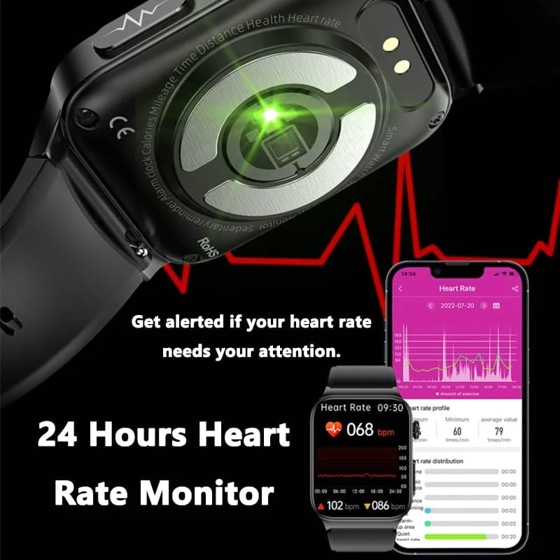 AeroPulse Smartwatch With ECG And Glucose Tracker 1.83 Inch HD Screen