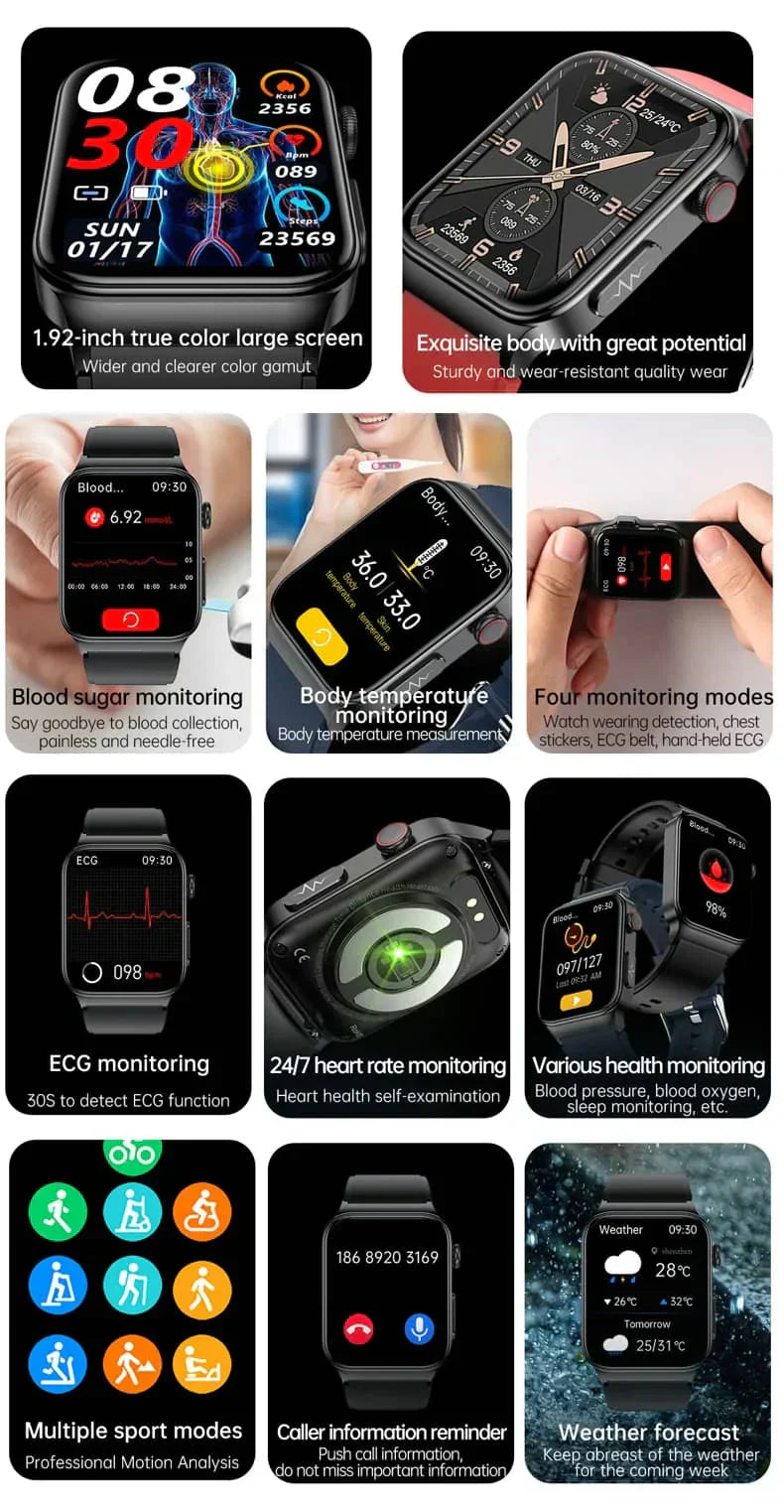 AeroPulse Smartwatch With ECG And Glucose Tracker 1.83 Inch HD Screen