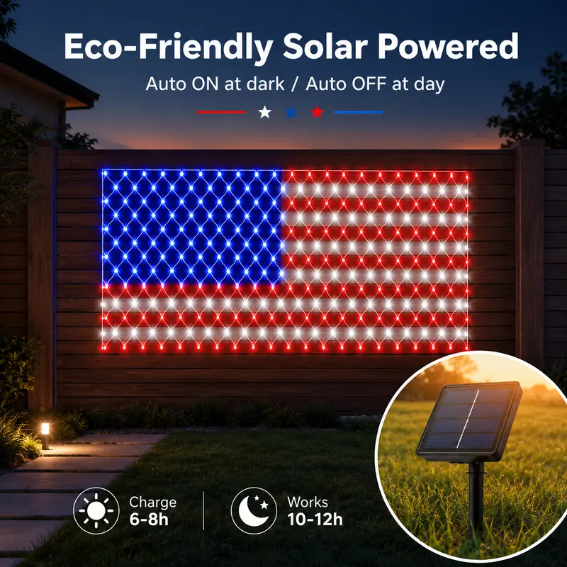 Solar American Flag Lights Outdoor American Flag Net Lights